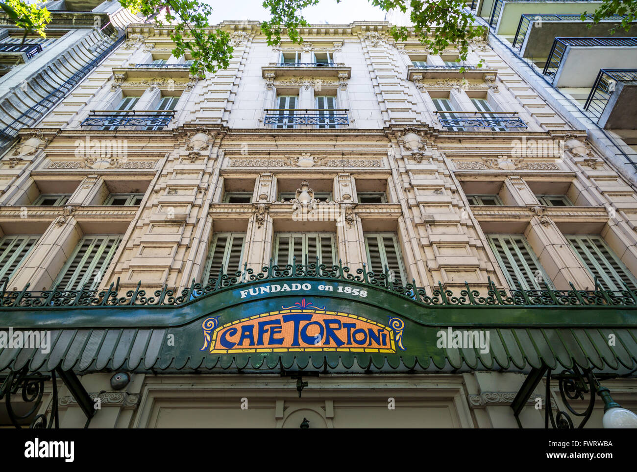 The Cafe Tortoni building exterior facade in Buenos Aires, South America. Stock Photo