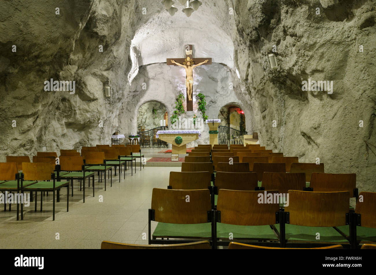 The interior of the Cave Church (Sziklatemplom), Gellért Hill, Budapest, Hungary Stock Photo