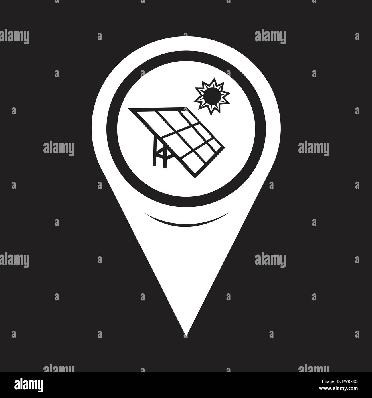 Map Pointer Solar Energy Icon Stock Vector