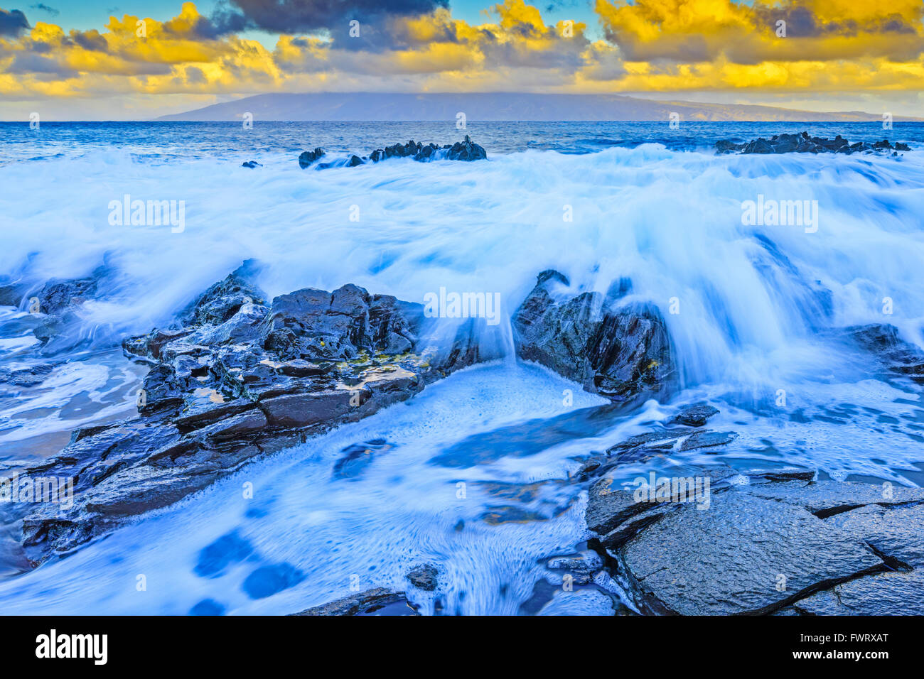 waves on beach in Maui Stock Photo Alamy