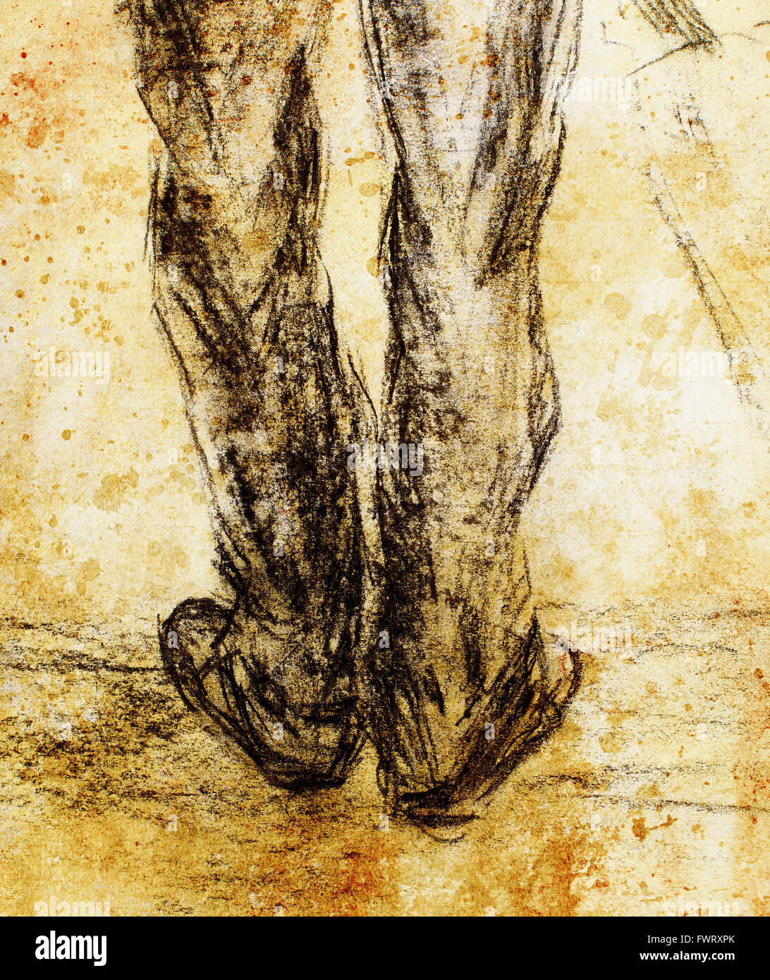 art drawing man legs and color abstract background Stock Photo - Alamy