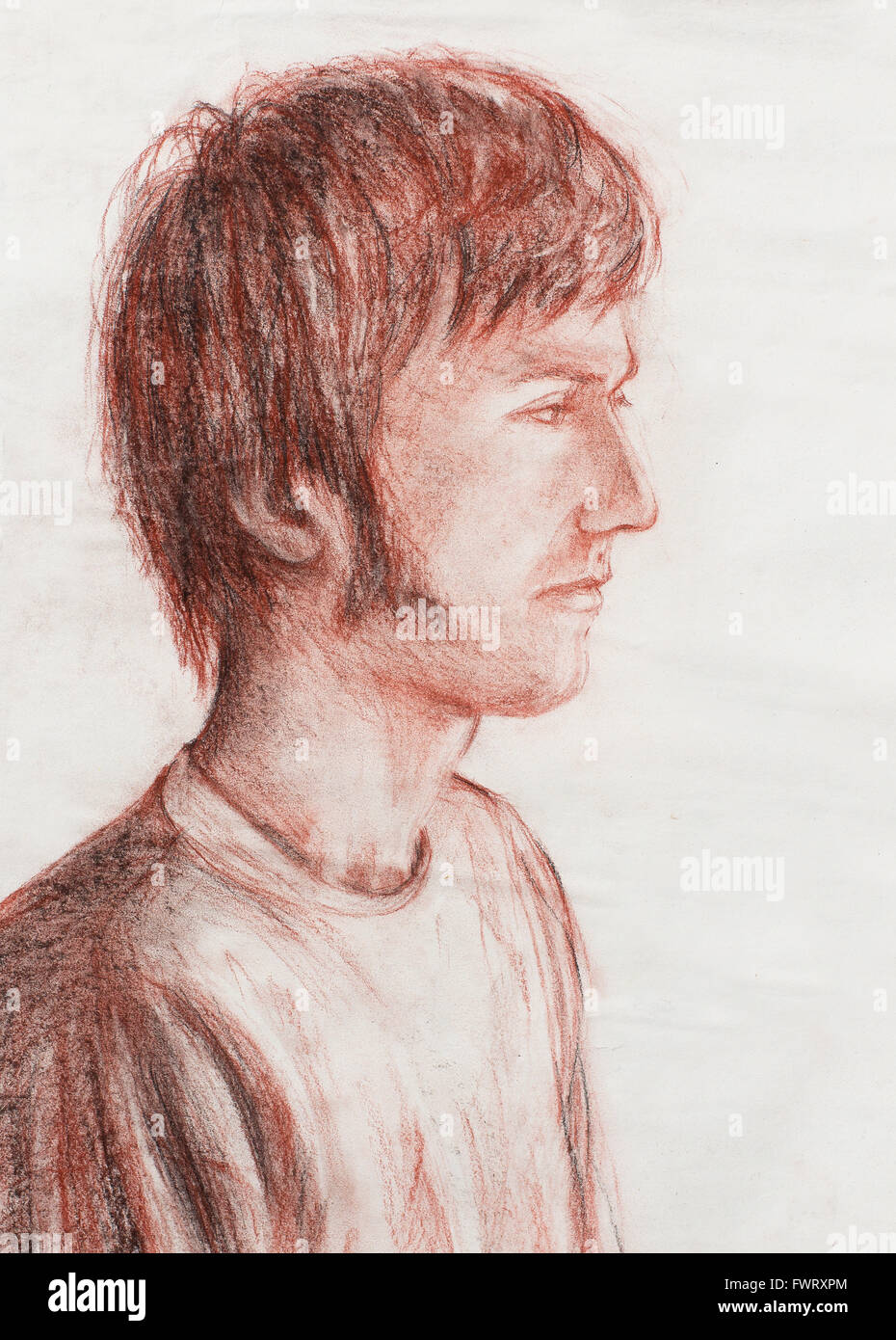 art drawing man face and white background Stock Photo Alamy