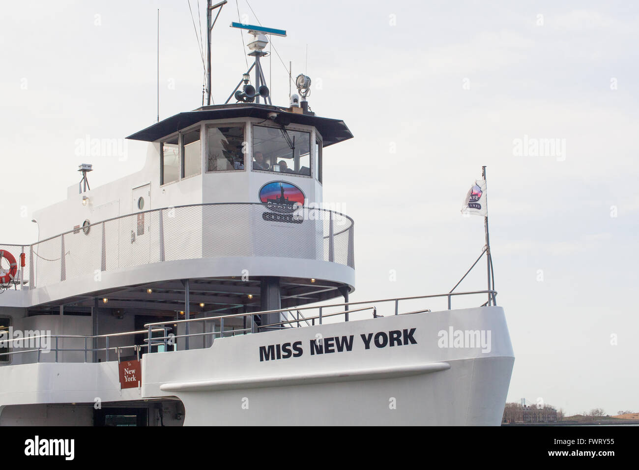 Statue Cruises passenger ferry taking tourists to the Statue of Liberty