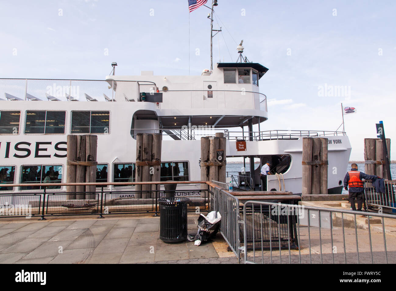 Statue Cruises passenger ferry taking tourists to the Statue of Liberty