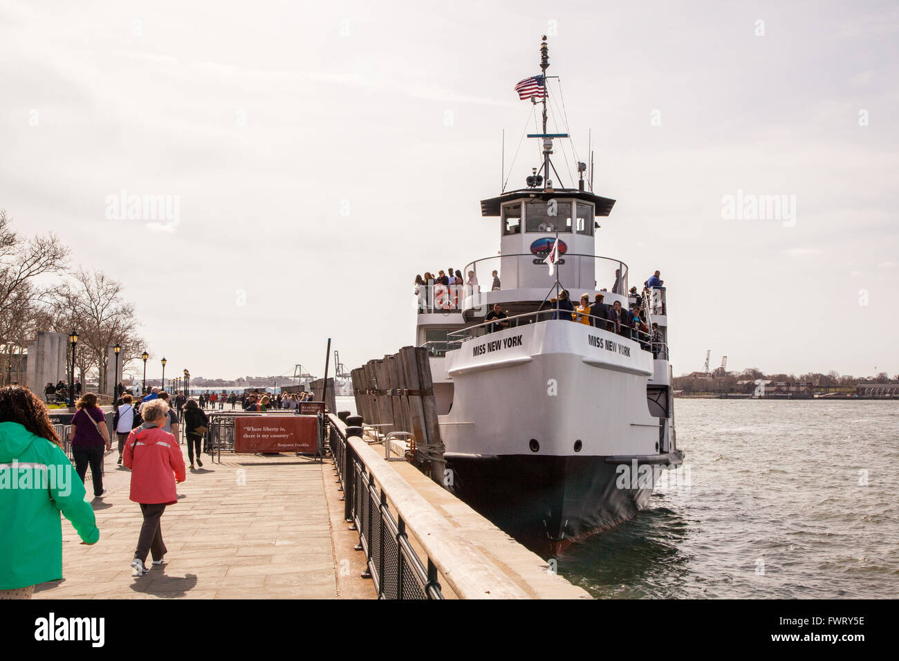 Statue Cruises passenger ferry taking tourists to the Statue of Liberty
