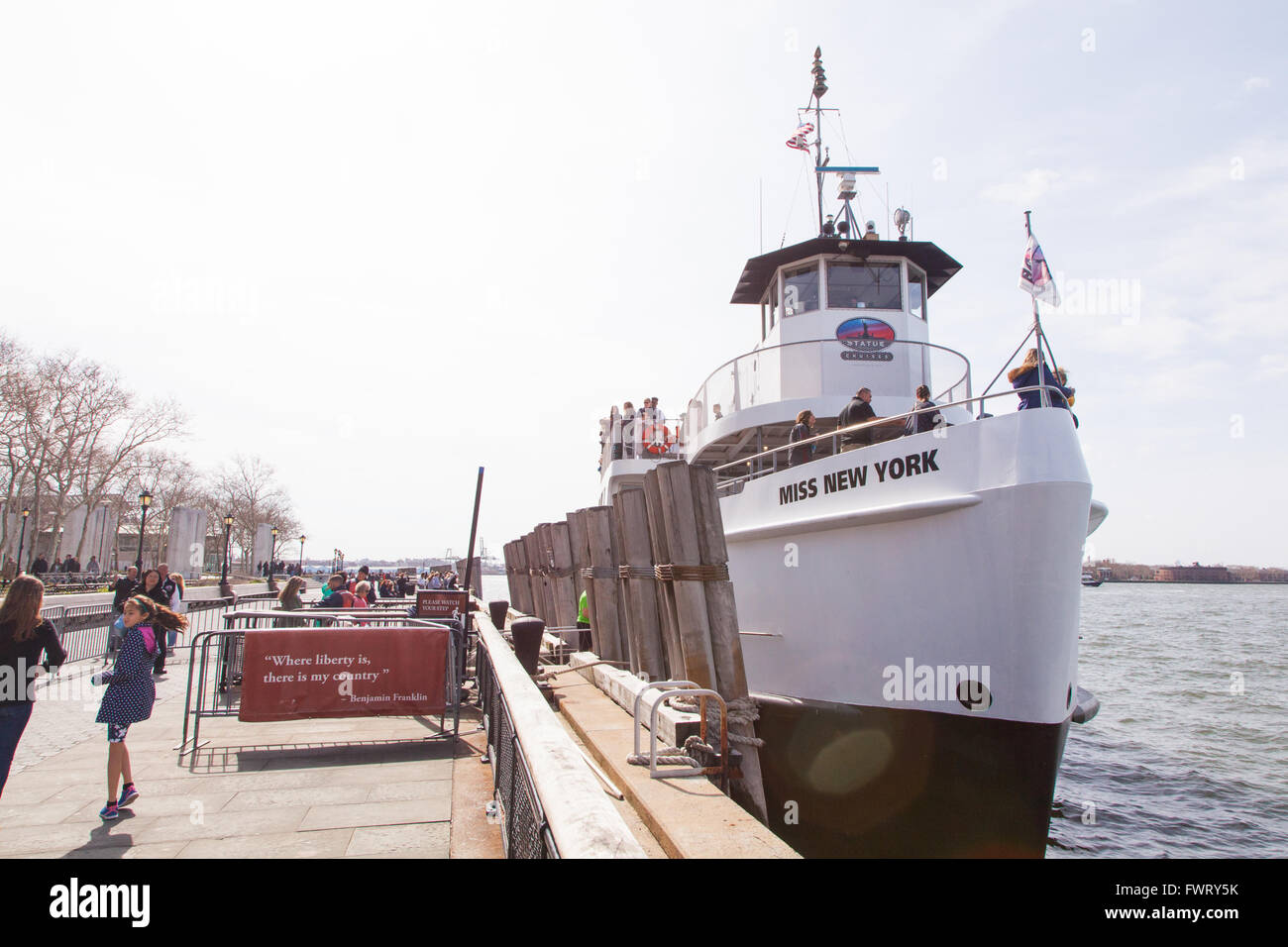 Statue Cruises passenger ferry taking tourists to the Statue of Liberty