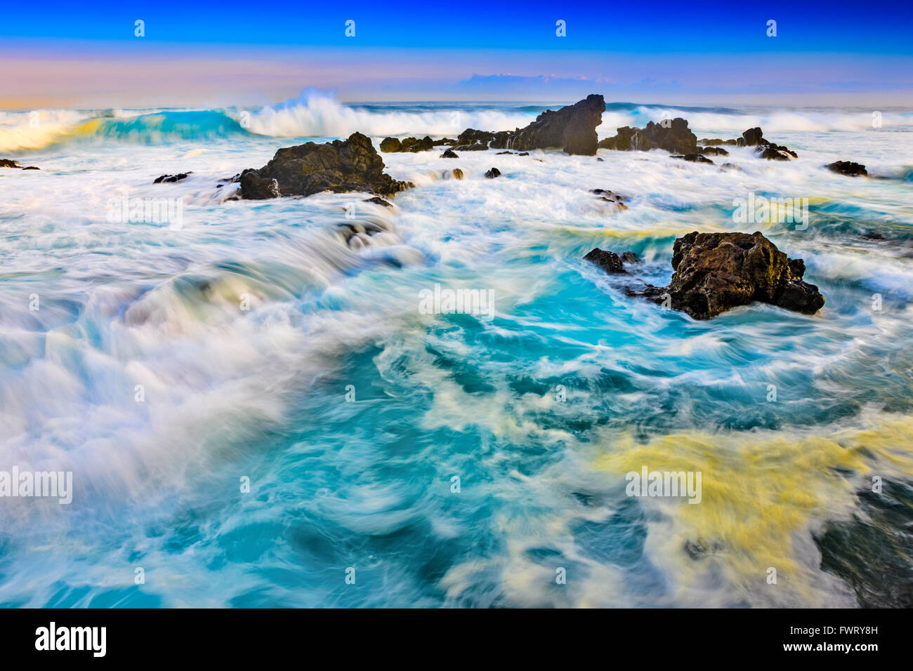 waves on beach in Maui Stock Photo