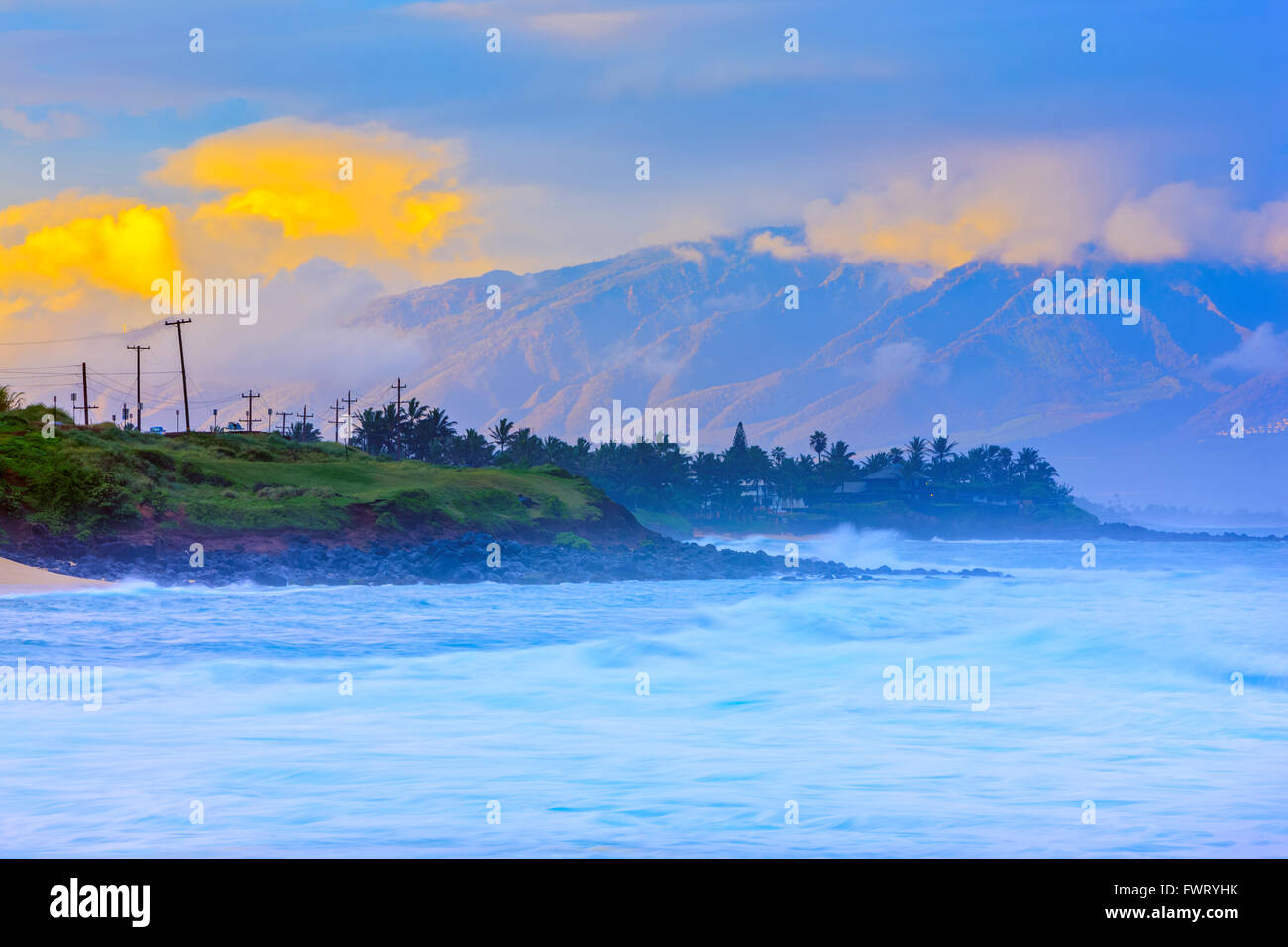 waves on beach in Maui Stock Photo