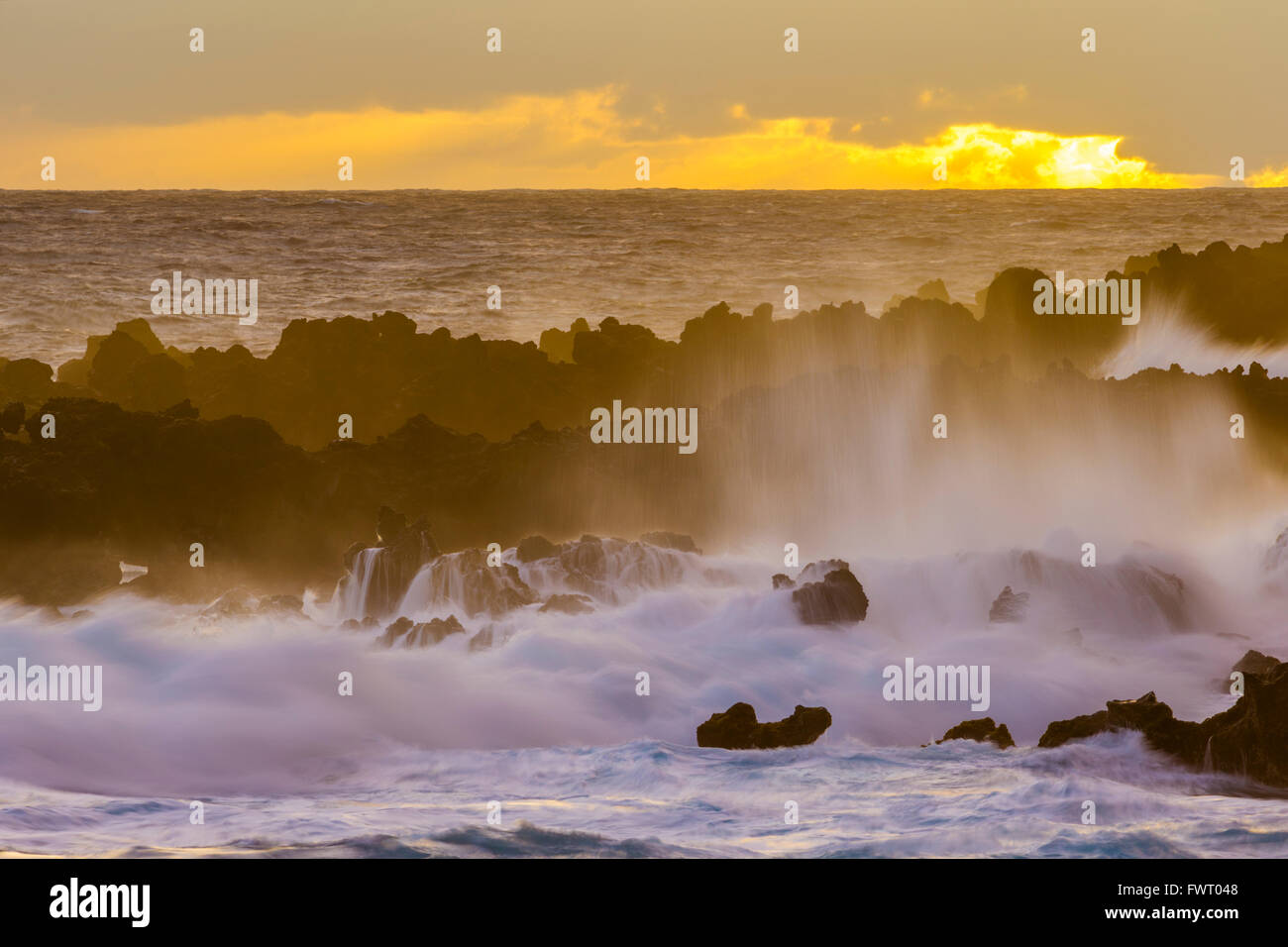 waves at Waianapanapa State Park, Maui Stock Photo