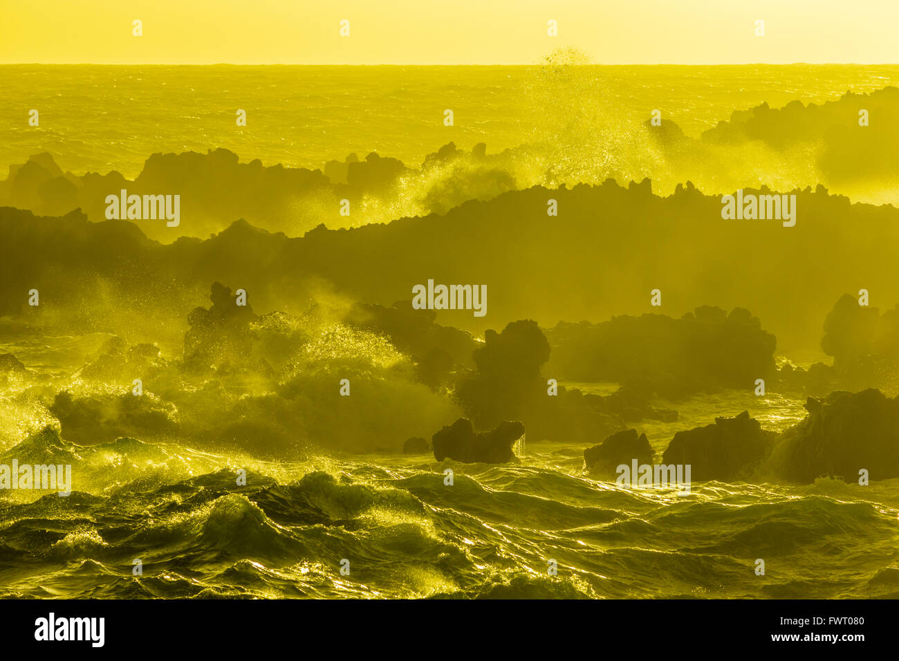 waves at Waianapanapa State Park, Maui Stock Photo
