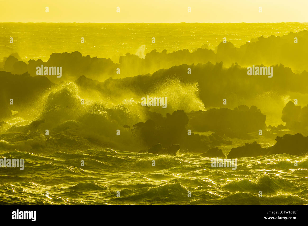 waves at Waianapanapa State Park, Maui Stock Photo