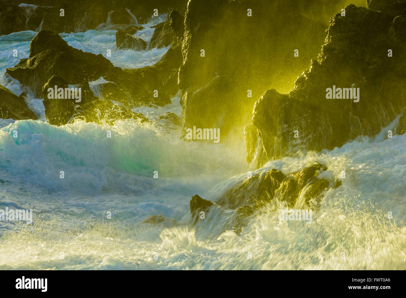 waves at Waianapanapa State Park, Maui Stock Photo