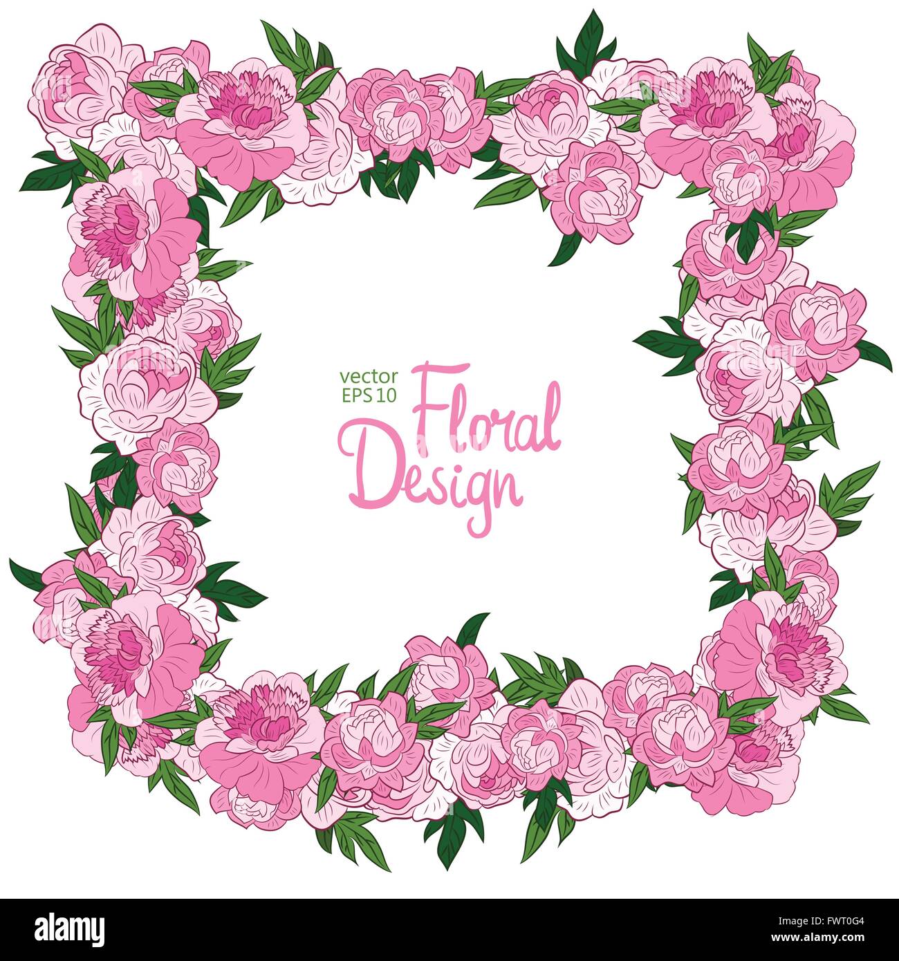 Vector frame with peonies Stock Vector Image & Art - Alamy
