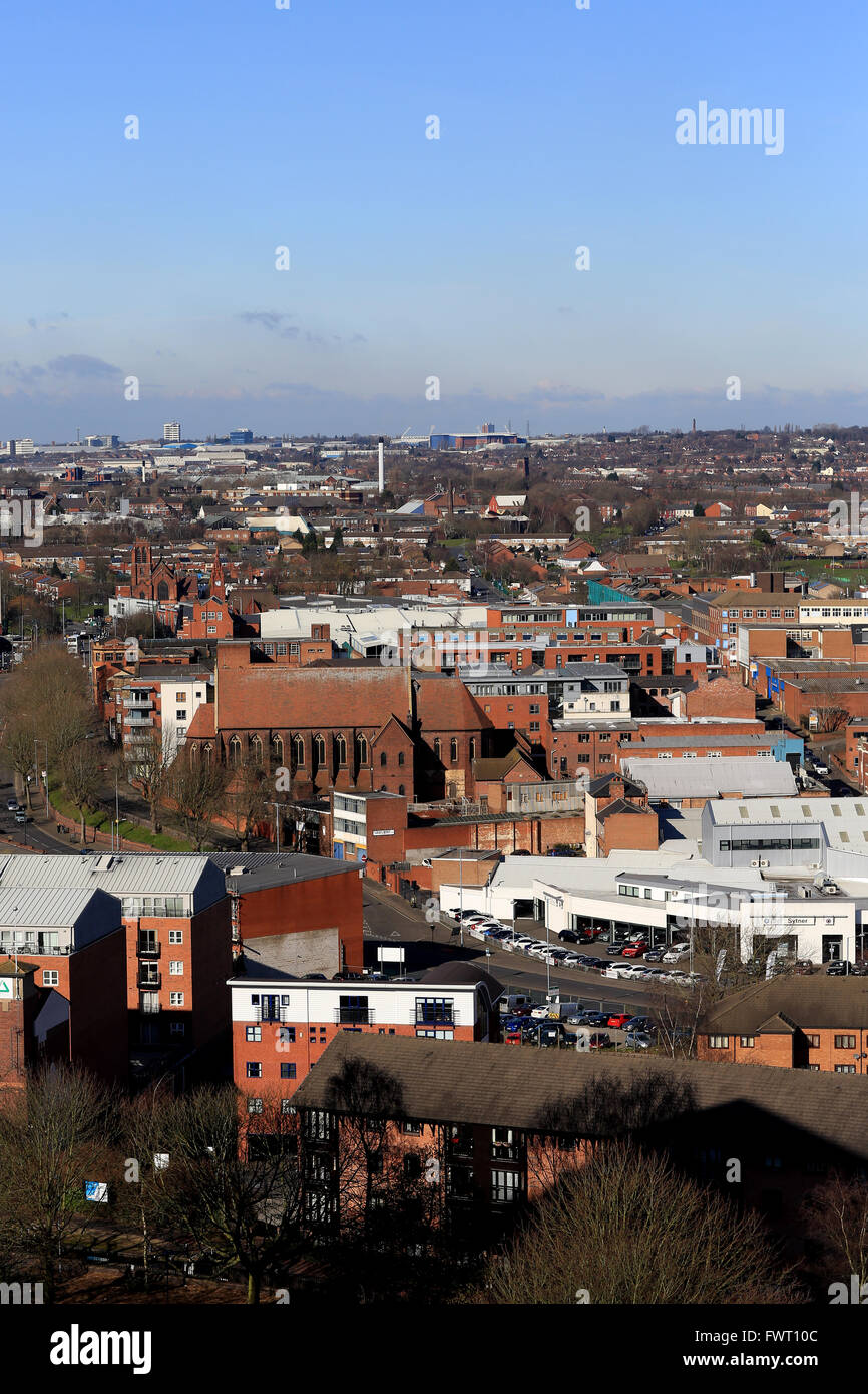 Birmingham Jewellery Quarter, centre ground, with West Bromwich Albion football ground The Hawthrons on the horizon Stock Photo