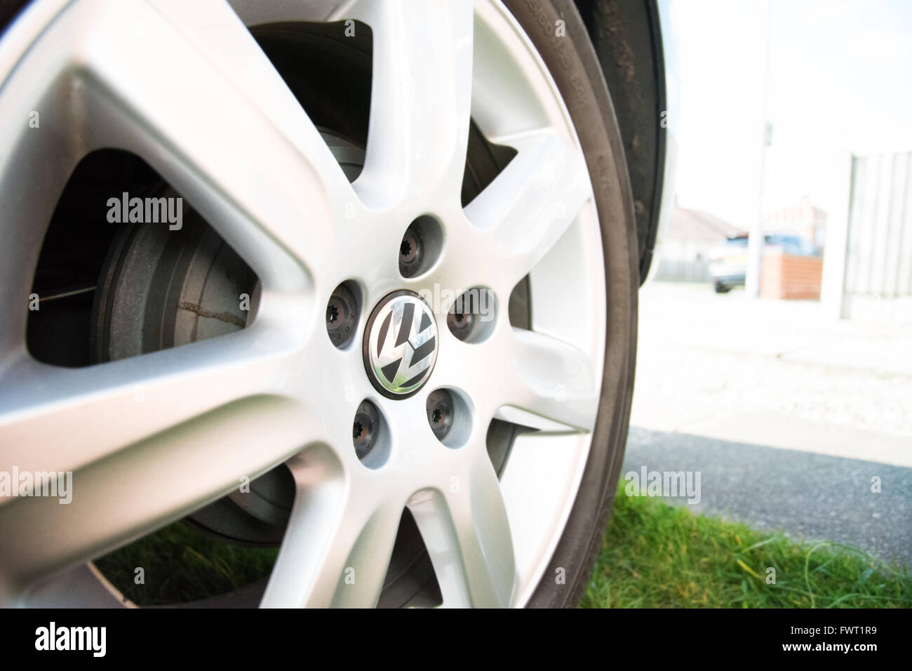 Close up of a Volkswagen alloy wheel Stock Photo