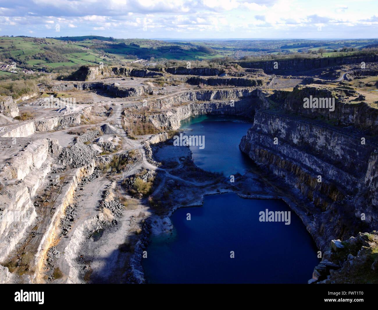 limestone quarry at Wirksworth Cromford village town Peak District National Park, Derbyshire