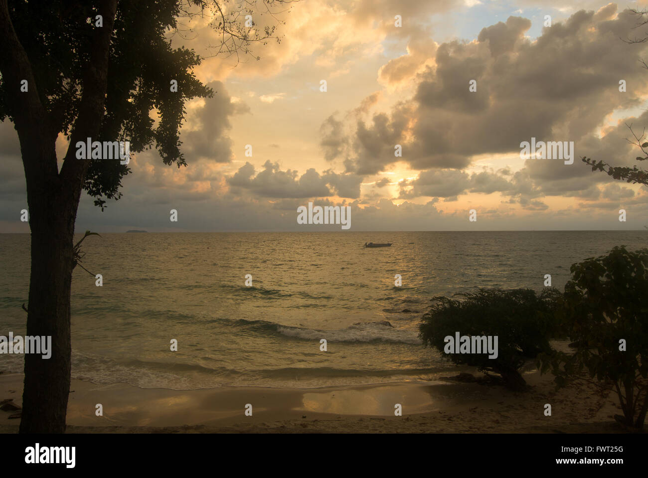 Sun rise in a tropical island in Thailand Stock Photo