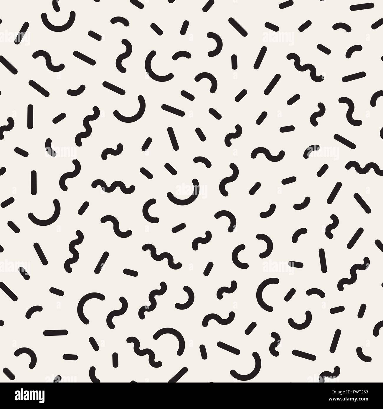 Vector Seamless Black And White Jumble Geometric Lines Memphis Pattern ...