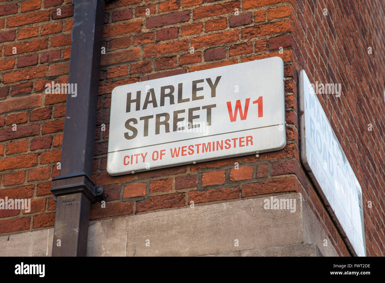 Harley Street road sign, Marylebone, London Stock Photo