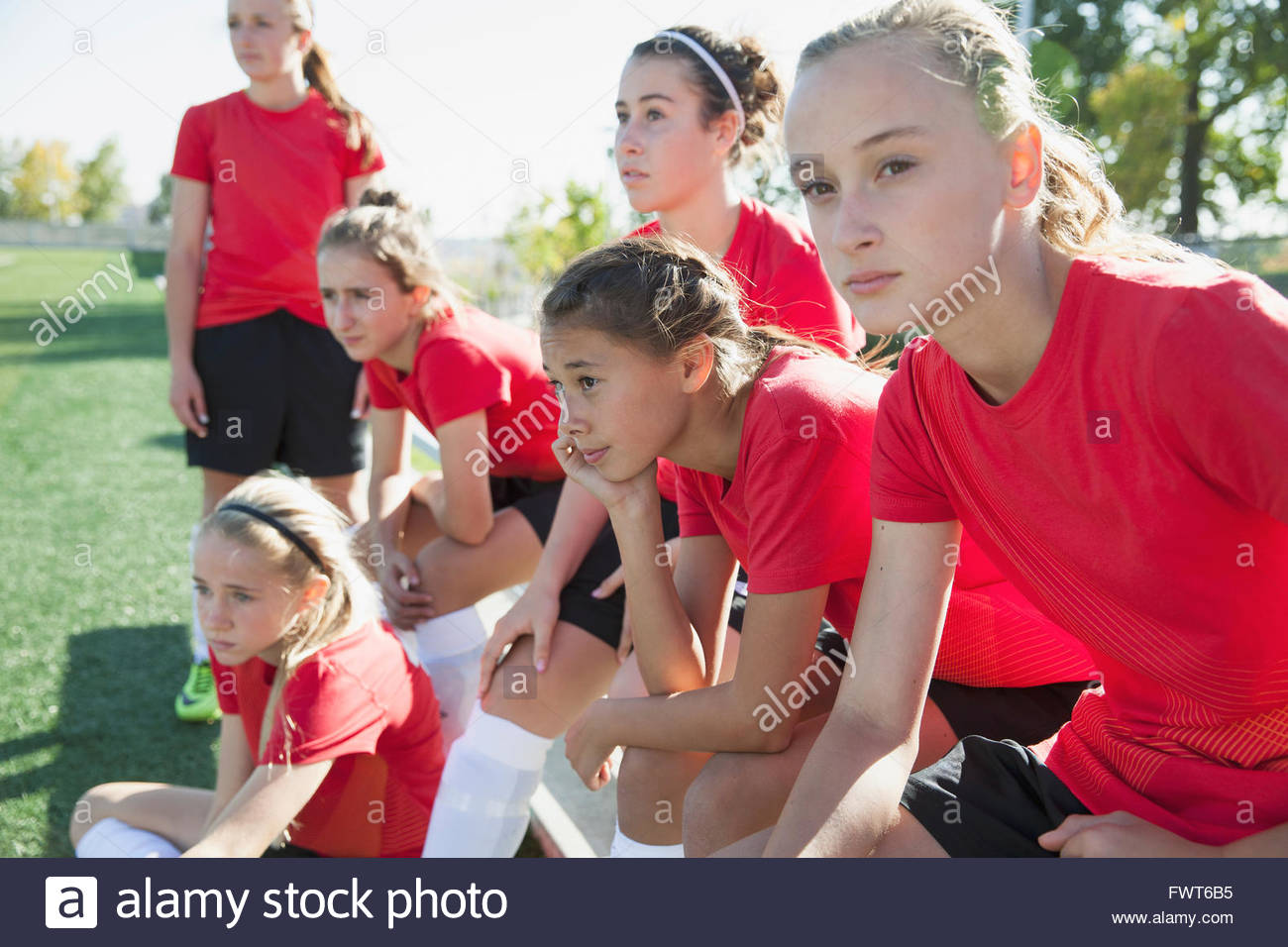 Soccer bench girls hi-res stock photography and images - Alamy