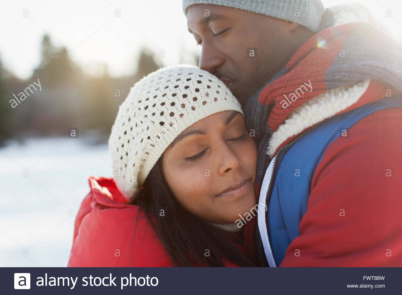 Romantic couple embracing outdoors Stock Photo Alamy