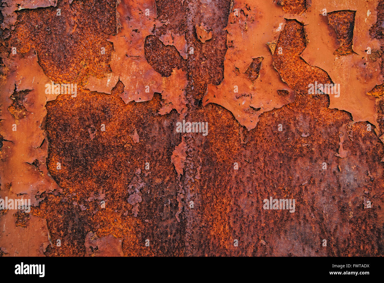 Corroded steel iron plate texture, oxidized red metallic surface Stock
