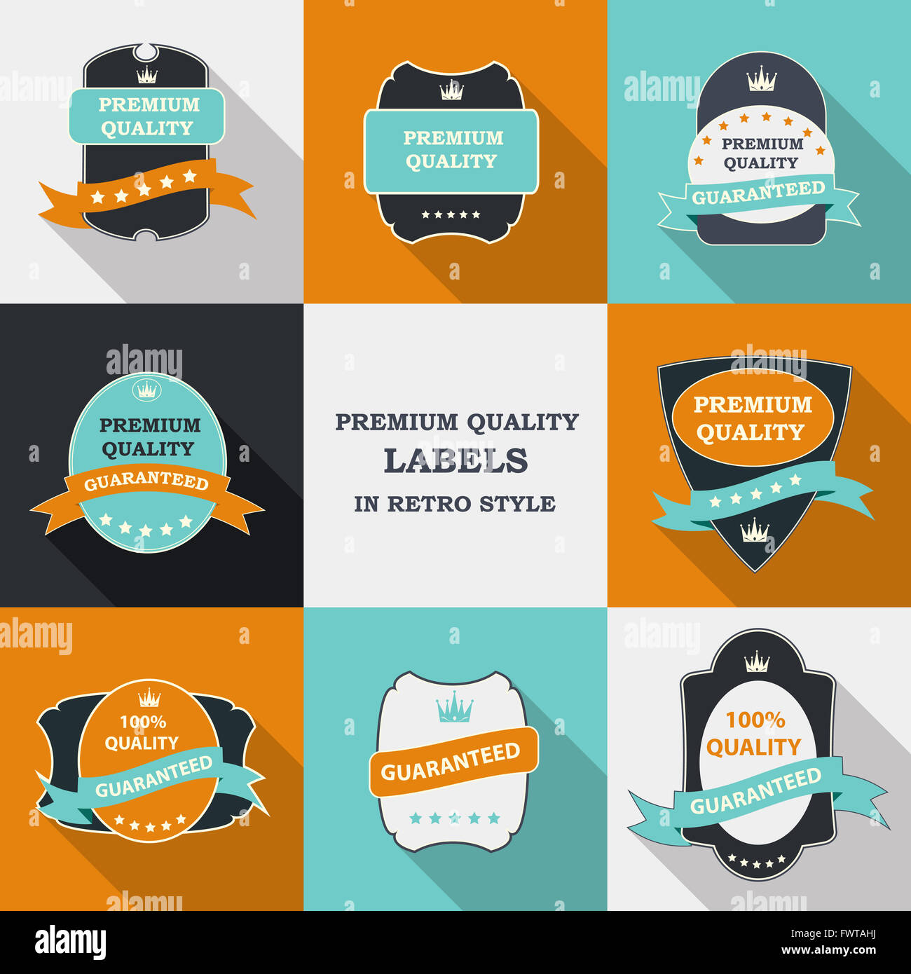 Premium Quality Label Set in Flat Modern Design with Long Stock Photo ...