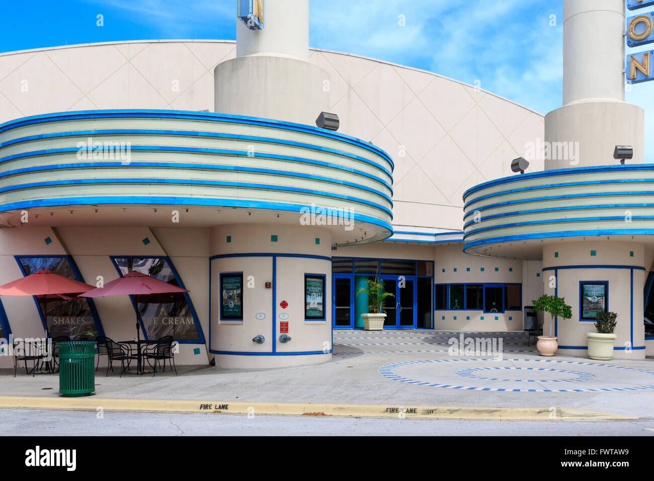 Art Deco designed cinema, Celebration, Osceola County, Florida, USA, America Stock Photo