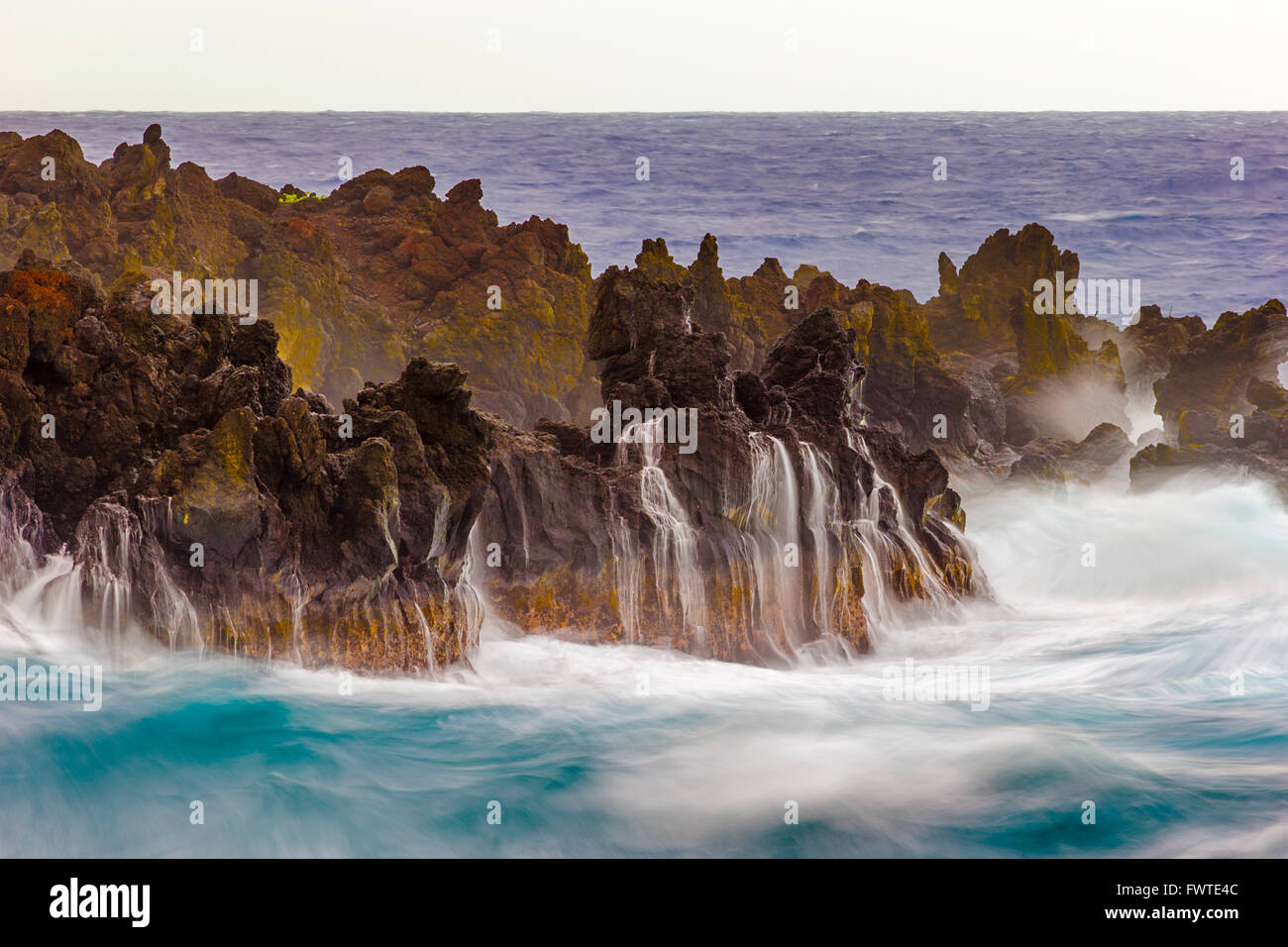 waves at Waianapanapa State Park, Maui Stock Photo