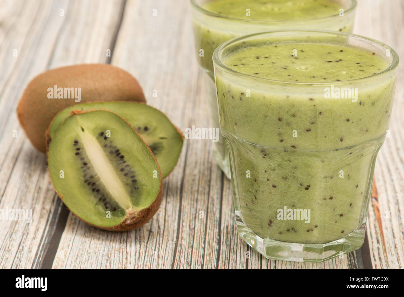 Fresh Kiwi smoothie drink - studio shot Stock Photo