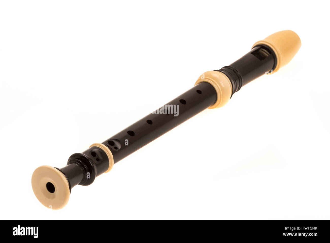 A recorder instrument - studio shot with a white background Stock Photo