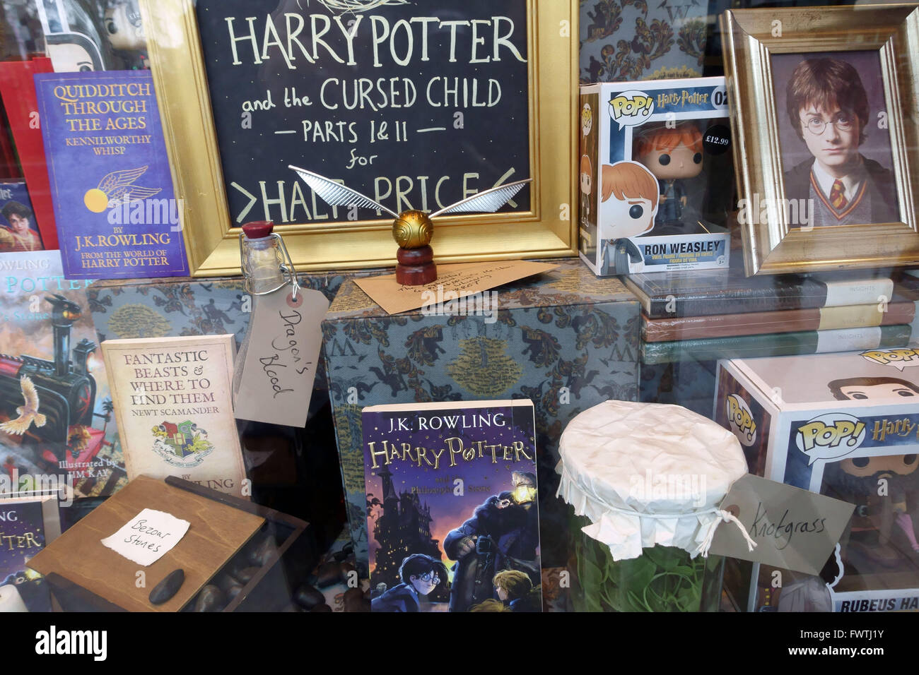 Harry Potter display in London bookshop window Stock Photo