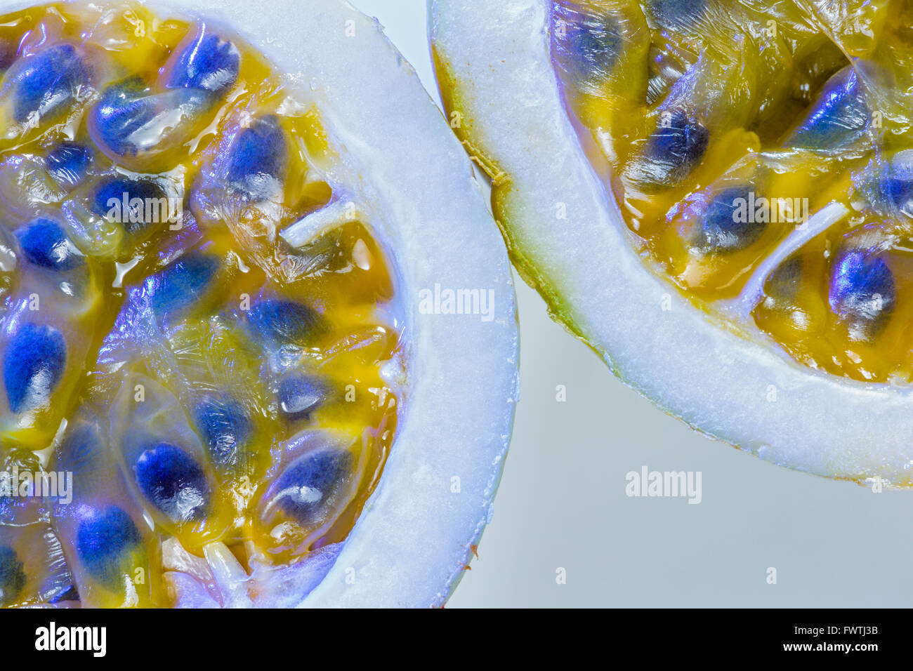 cut open Tropical Lilikoi fruit from Maui, Hawaii Stock Photo Alamy
