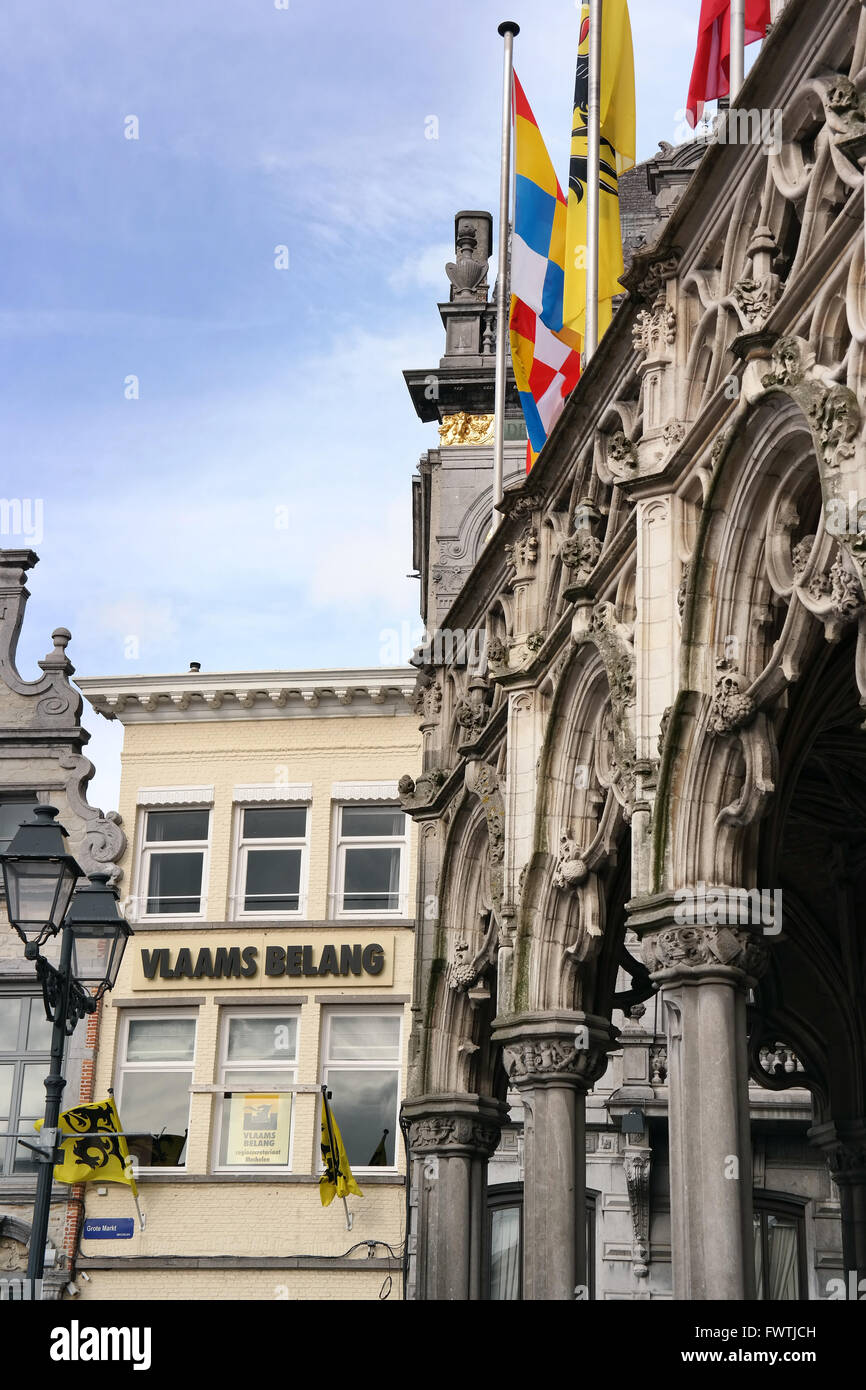 Office of Vlaams Belang near the Mechelen City Hall Stock Photo