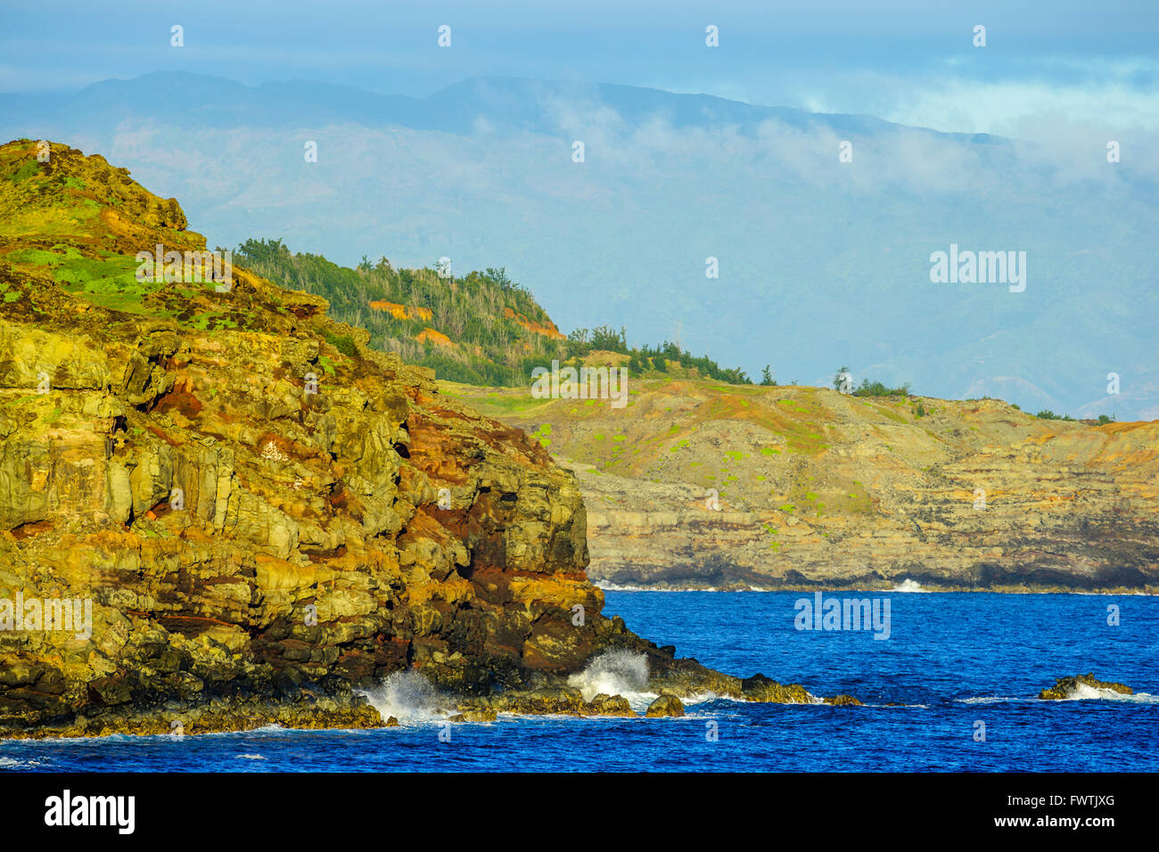 Molokai in distance seen from North Maui Coast Stock Photo Alamy