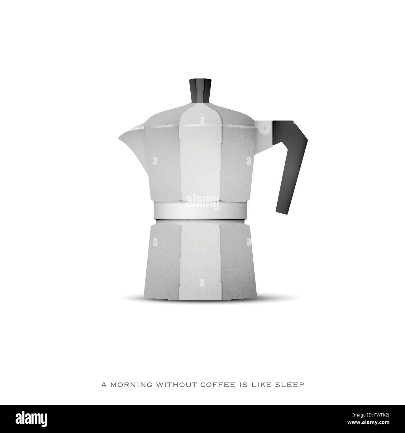 traditional Italian style coffee maker isolated on white background. vector realistic moka pot icon. vintage object 3d illustrat Stock Vector