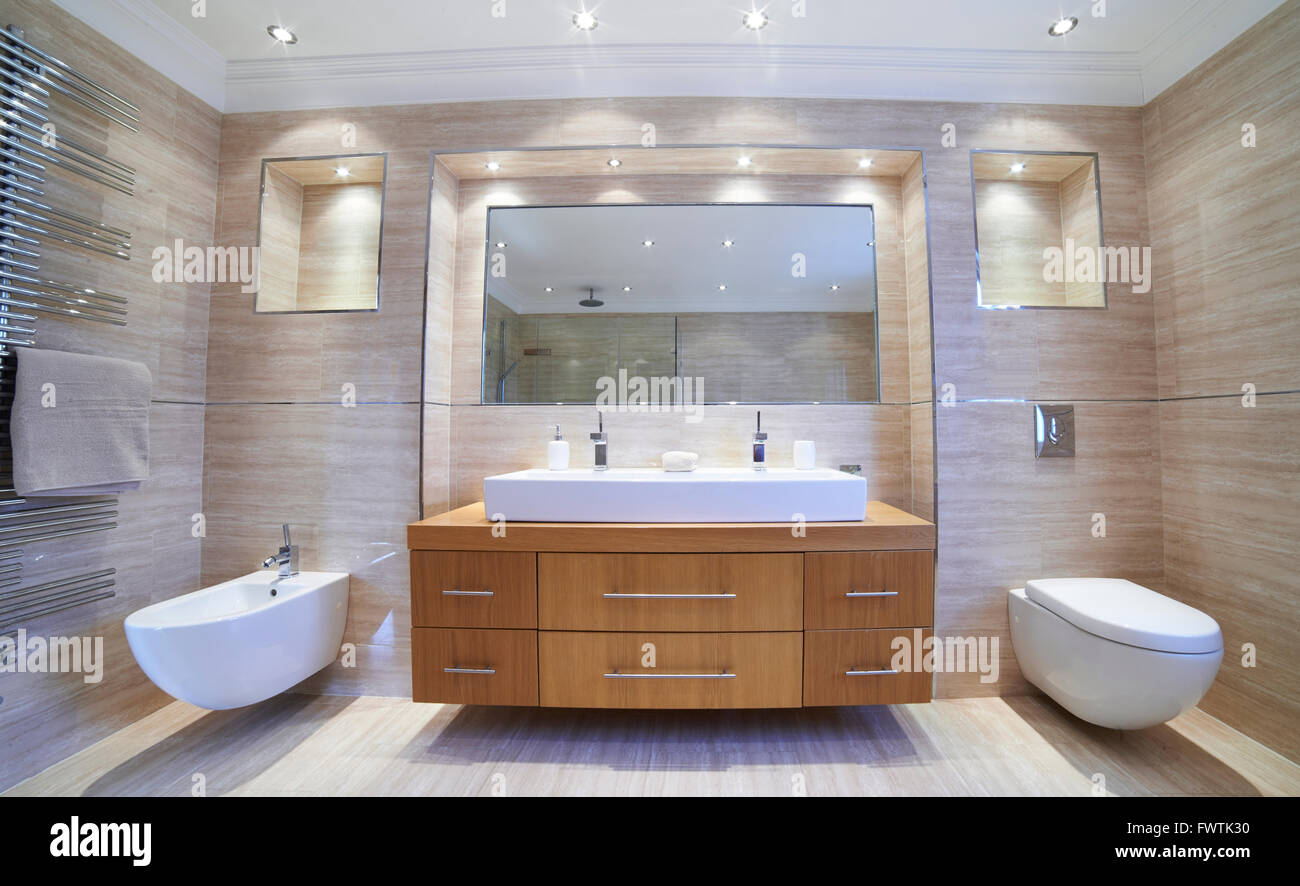 Interior View Of Beautiful Luxury Bathroom Stock Photo