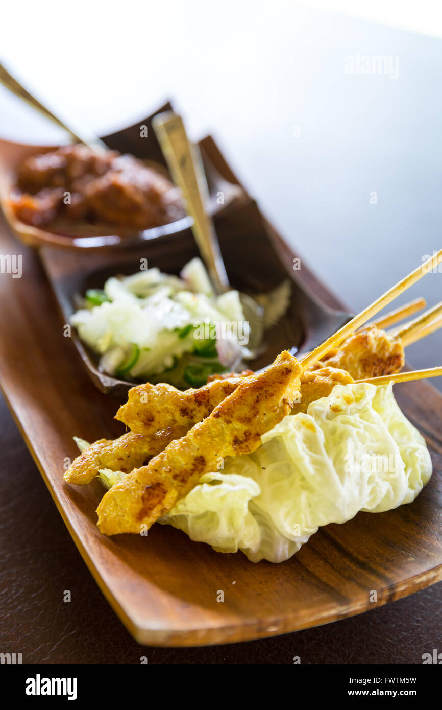 Delicious Asian Cuisine Chicken Satay Curry Stock Photo Alamy