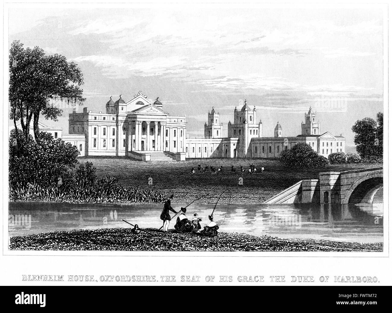 An engraving of Blenheim House, Oxfordshire (Blenheim Palace) scanned