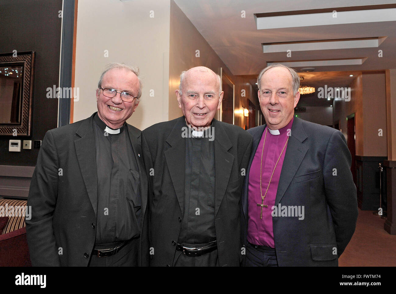 Catholic Bishop of Derry Donal McKeown (left), retired Catholic Bishop of Derry Edward Daly and Church of Ireland Bishop of Derr Stock Photo