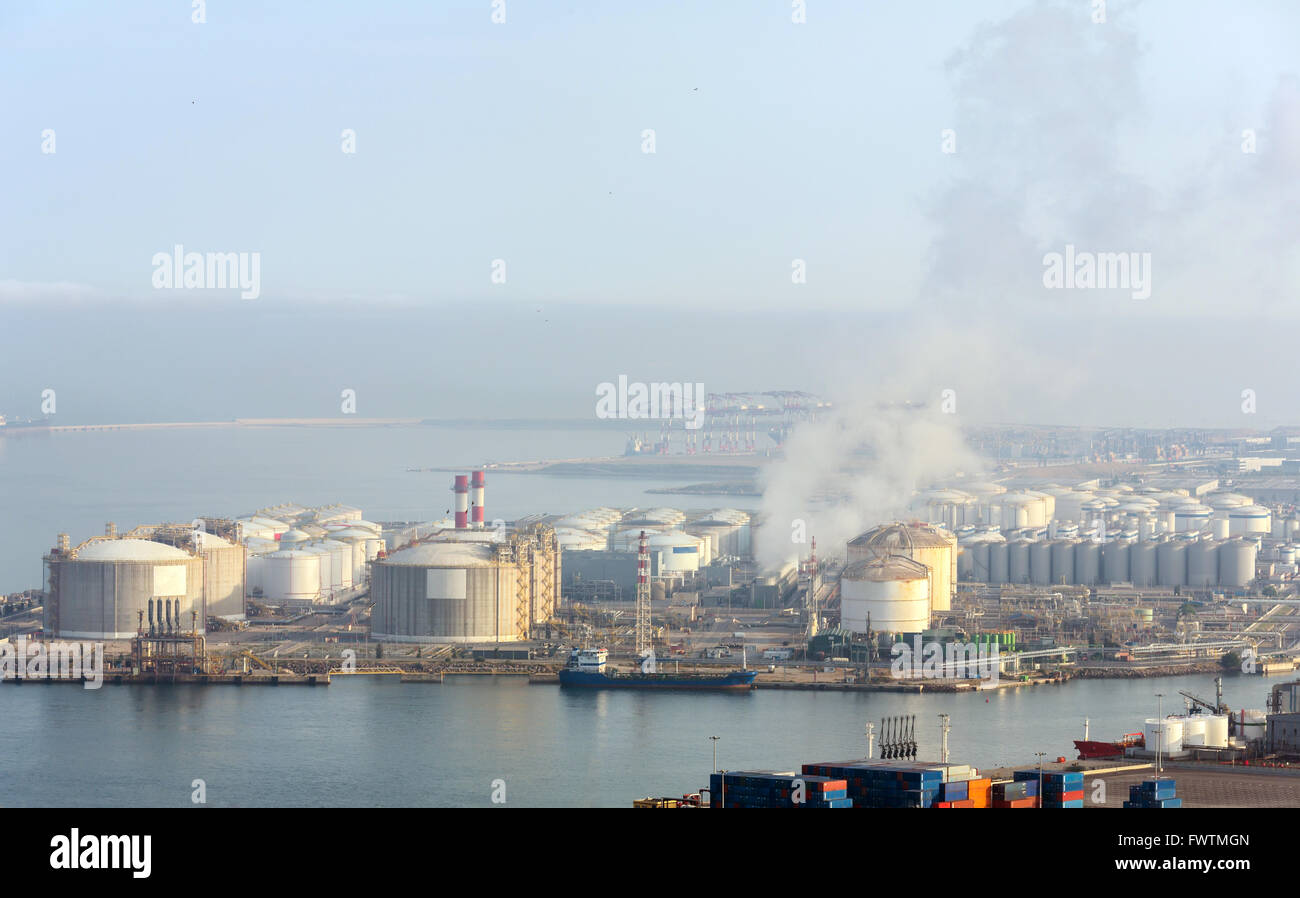 aerial view of petrol industrial zone Stock Photo
