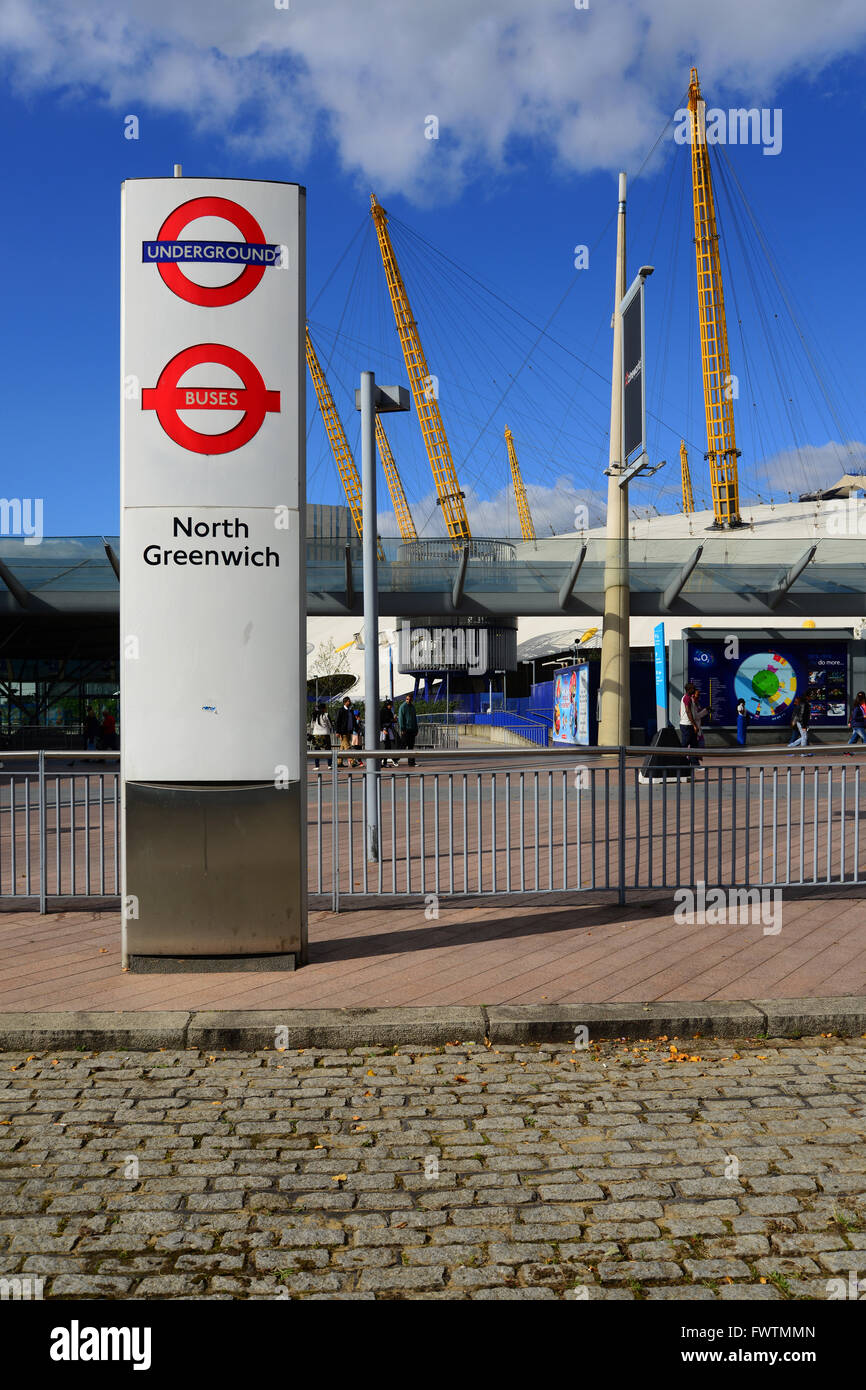 London, North Greenwich Station and O2 Arena Stock Photo