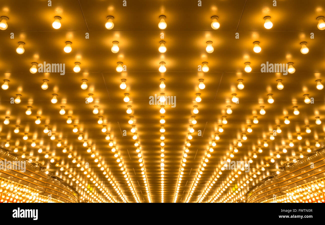 Golden Bulbs Marquee Lights Background Stock Photo Alamy