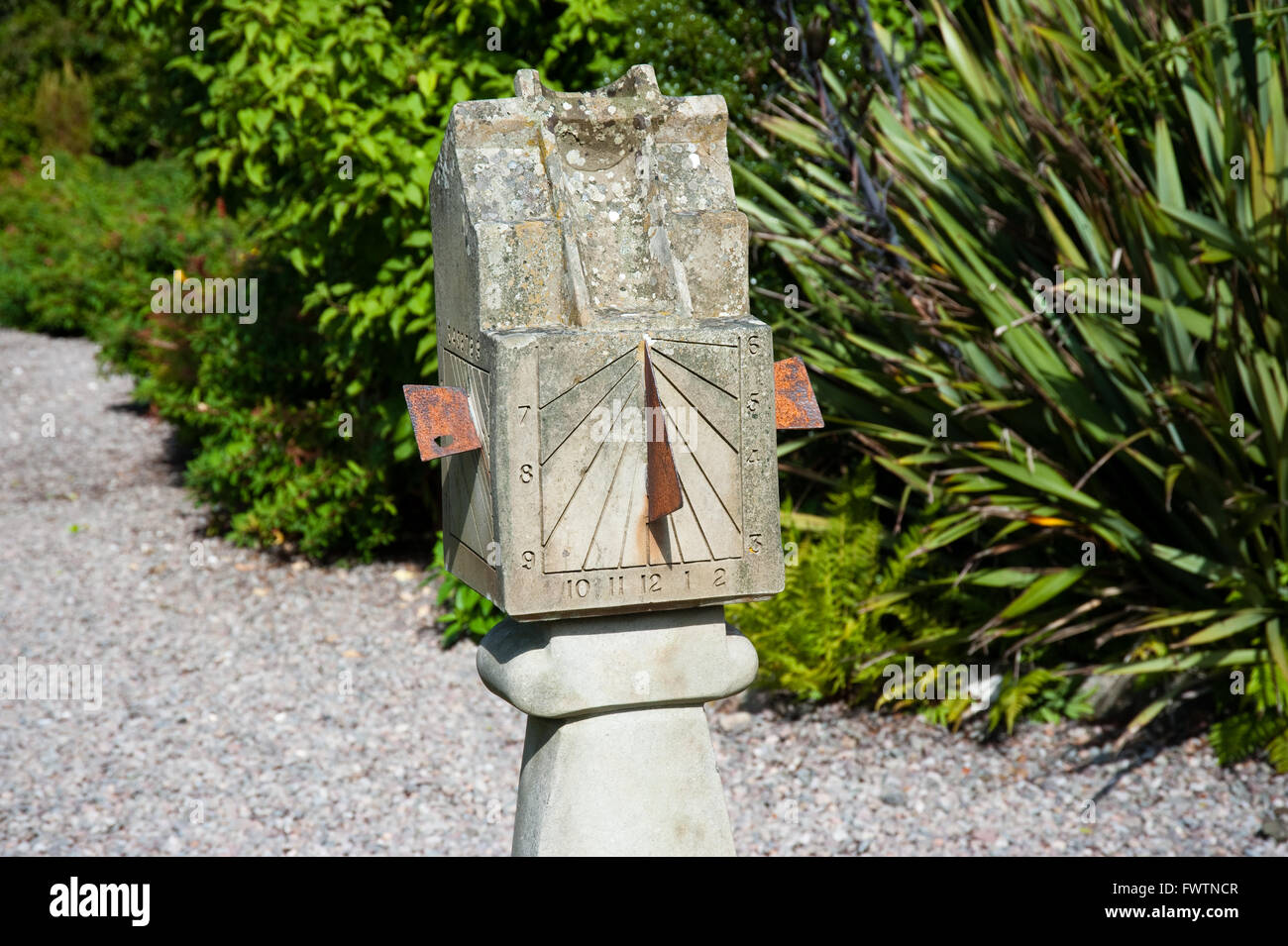 Old sundial in a garden Stock Photo