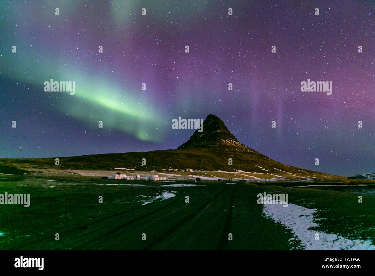 The Northern Light Aurora borealis at Kirkjufell Iceland Stock Photo ...