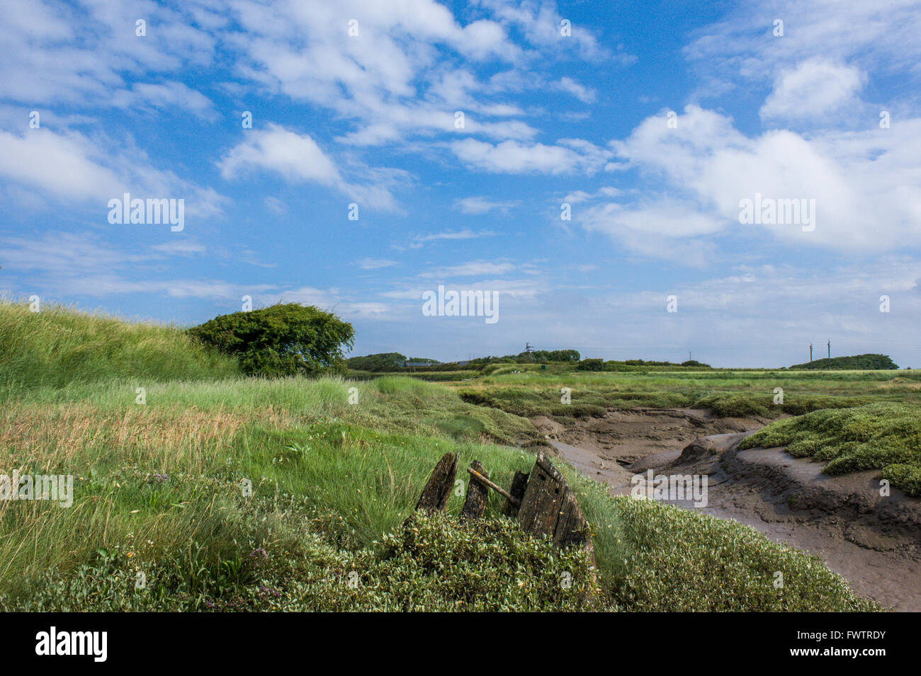 Barnaby's Sands Marsh at Preesall in Lancashire Stock Photo