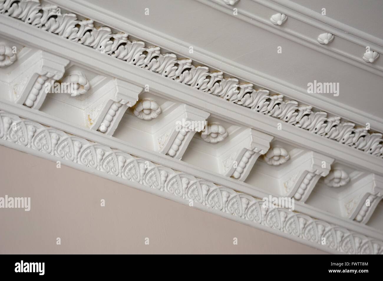 Decorative white wall/ceiling molding Stock Photo Alamy