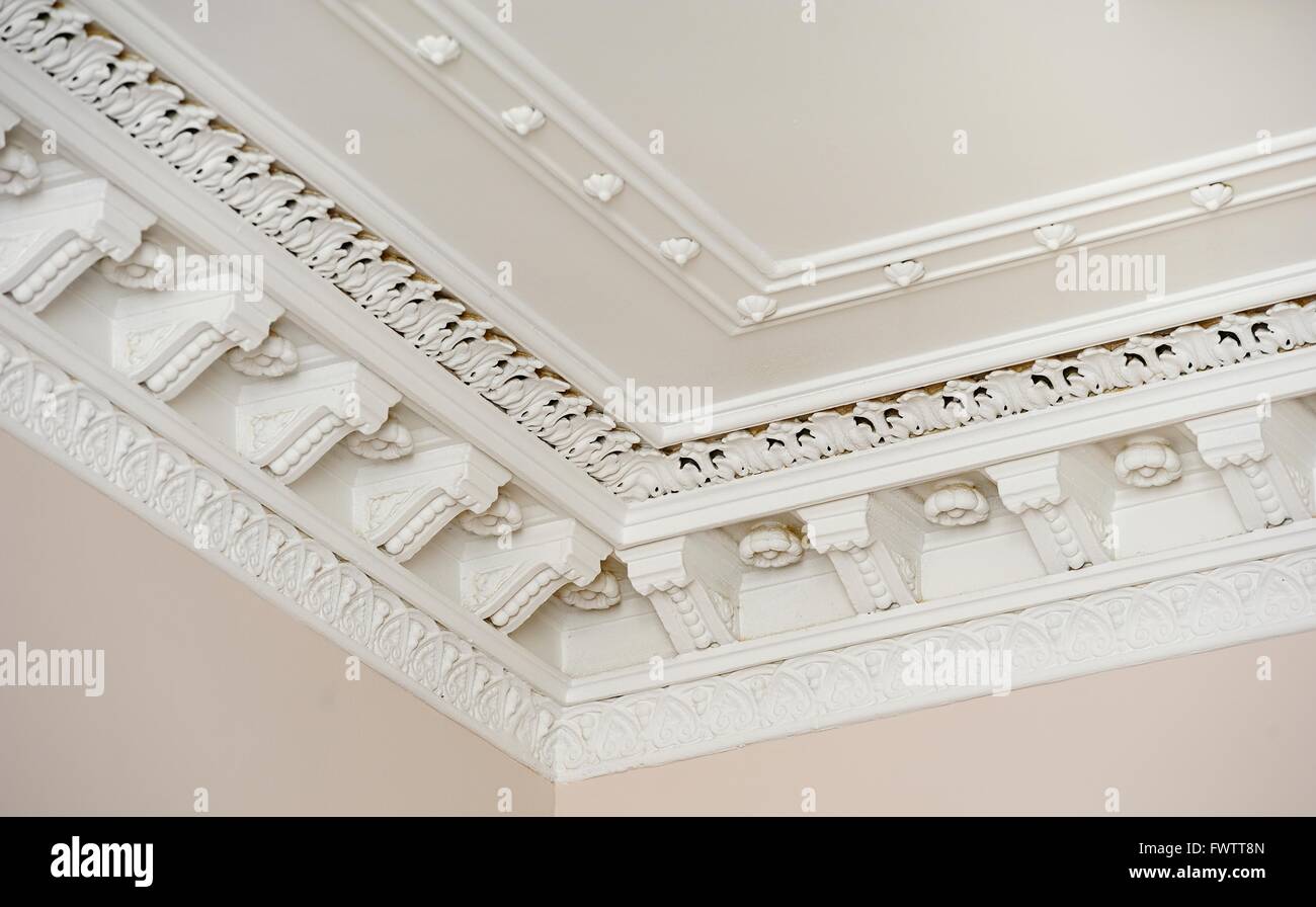 Decorative White Wall Ceiling Molding Stock Photo 101964149