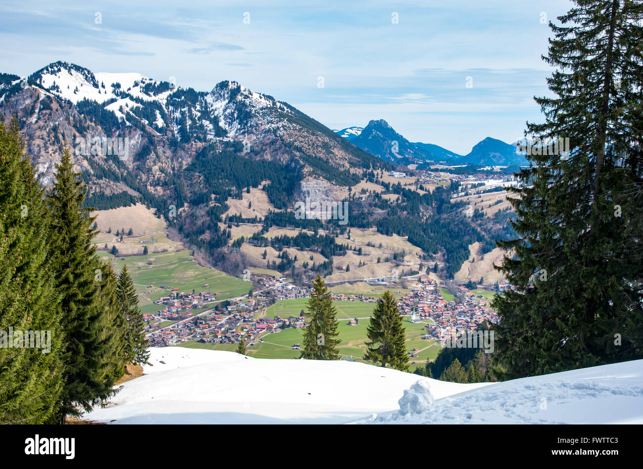 town in mountain Valley Stock Photo