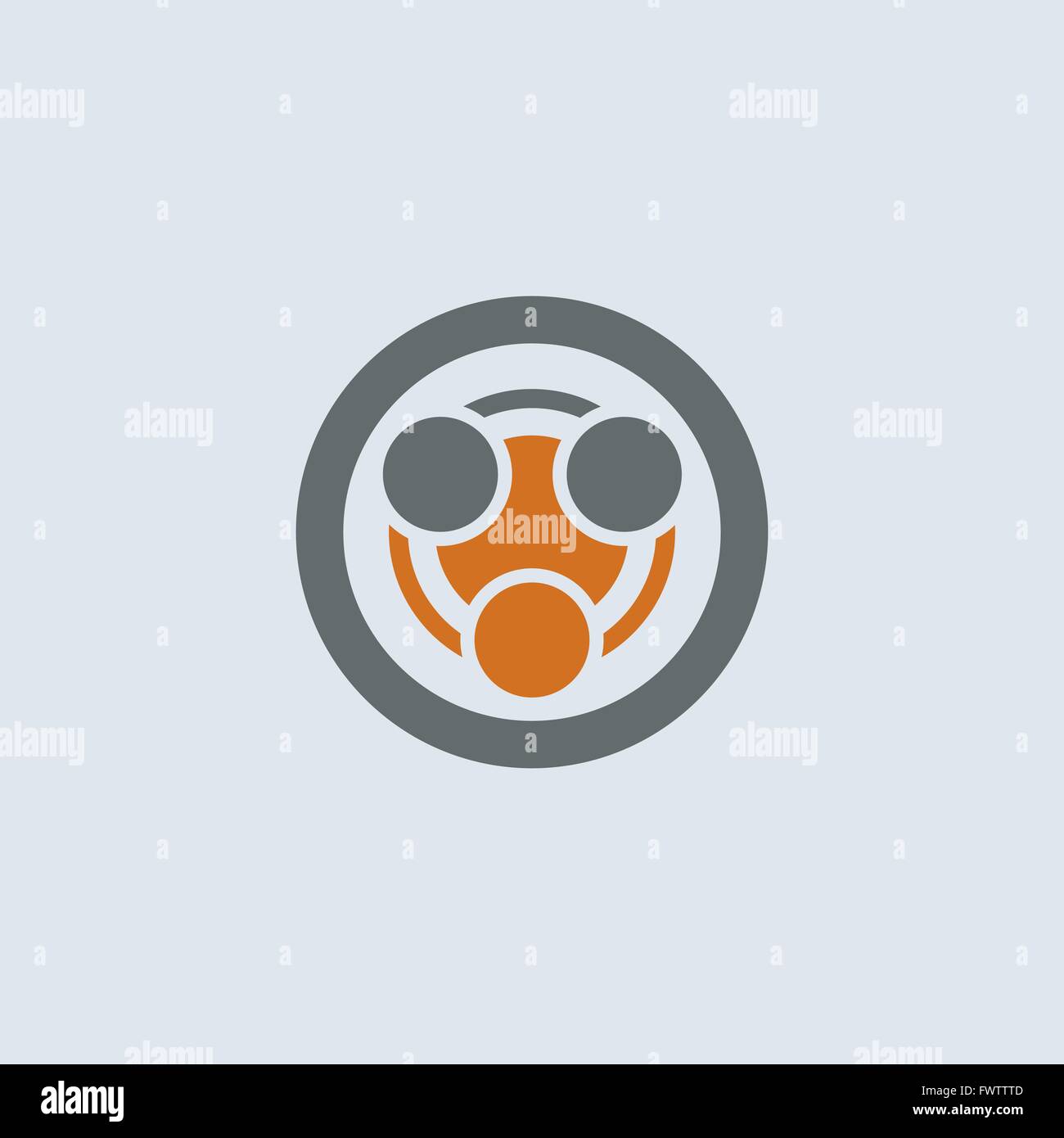 Gray-orange stylized infection symbol round web icon Stock Vector